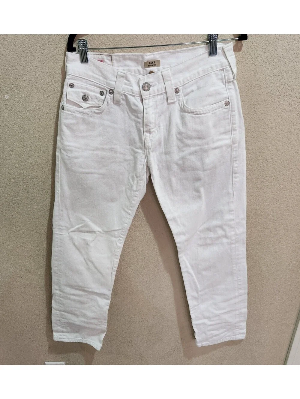 True Religion GENO Relaxed Slim Men Optic White Denim Jeans Size 30 Made in USA